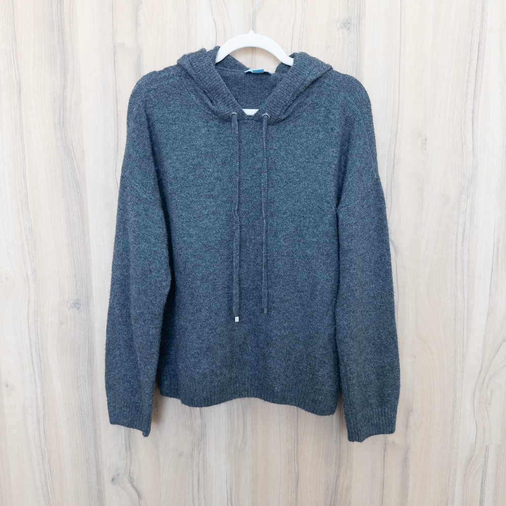 CeCe Womens Sweater Hoodie L Gray Knit Pullover Minimalist Cozy Soft Athleisure